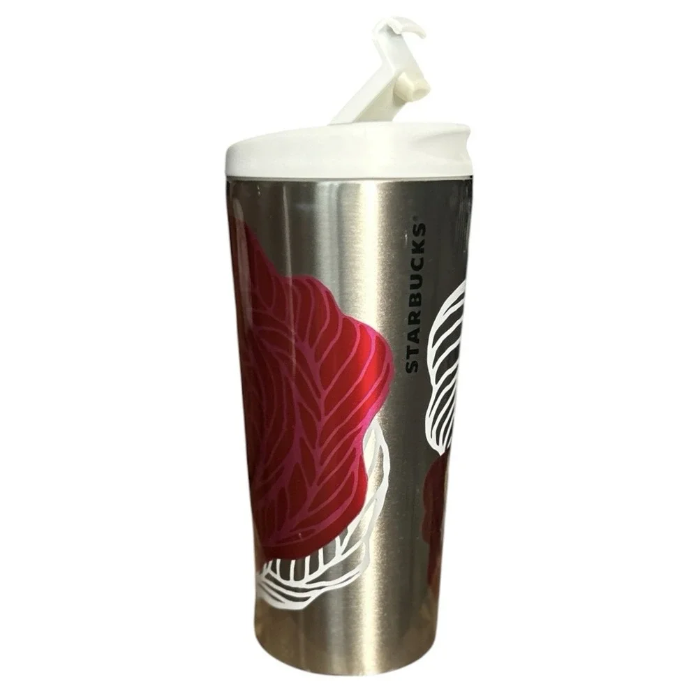 2014 STARBUCKS Stainless Steel Travel Tumbler Mug & Lid 16 oz Holiday Christmas
